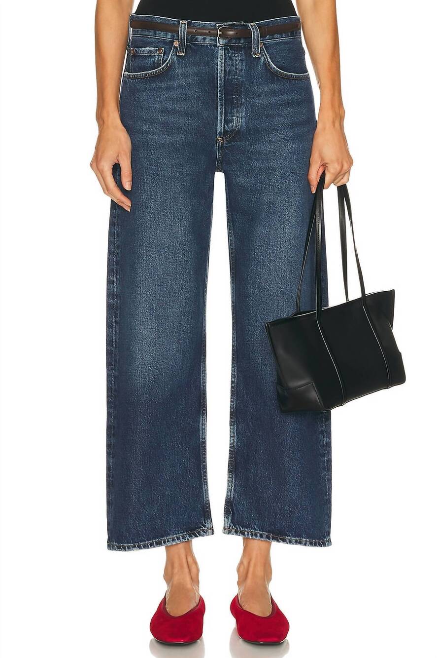 NEW AGOLDE arc loose wide leg crop jeans in short wave